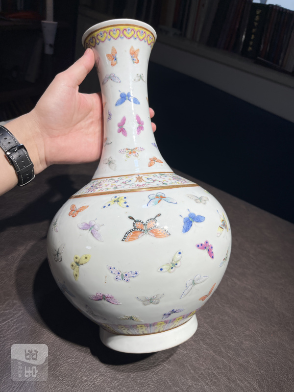 清光绪 粉彩百蝶纹赏瓶 - 图8